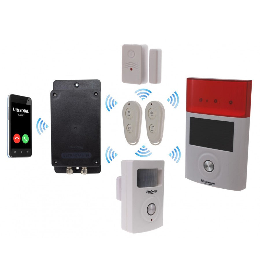 Gray Battery GSM UltraDIAL Alarm with PIR, Door Contact & Solar Siren