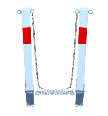 Heavy Duty White & Red Removable Security Post with Chain Set