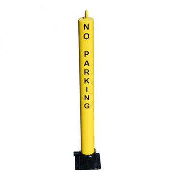 900mm High Yellow Fold Down Parking Post - No Parking Logo