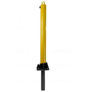 Yellow Fold Down Parking Post With Ground Spigot, Integral Lock & Top Mounted Eyelet