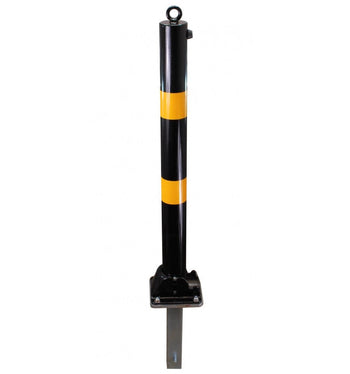 Black & Yellow Fold Down Parking Post With Ground Spigot