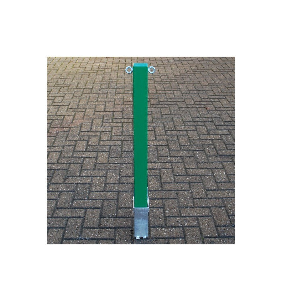 Dim Gray Heavy Duty Green Removable Security Bollard With Twin Chain Eyelets