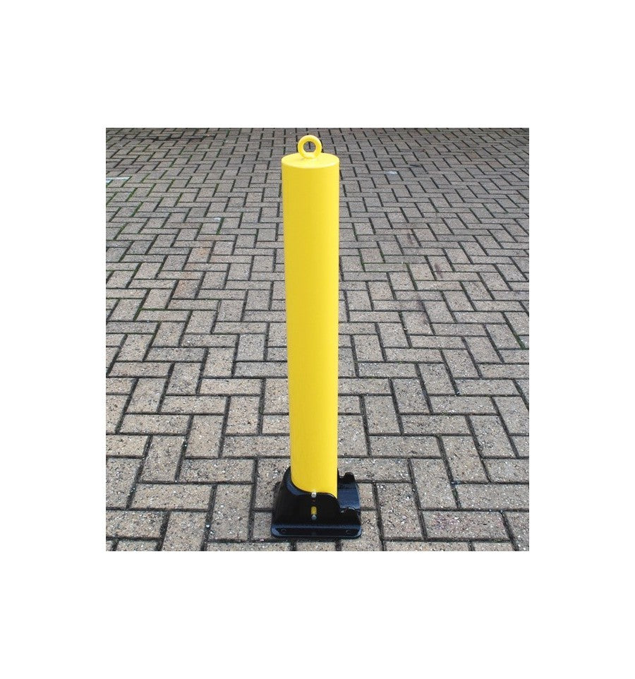 Light Slate Gray Large Fold Down Steel Parking Post With Integral Lock & Top Eyelet
