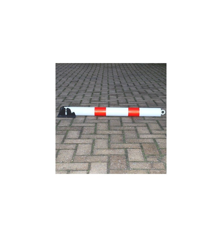 Dim Gray Red & White Fold Down Parking Post With Integral Lock & Eyelet