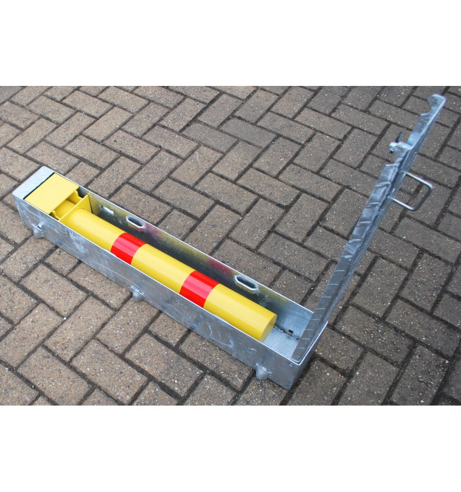 Slate Gray Fold Away (coffin) Parking Post - Yellow & Red