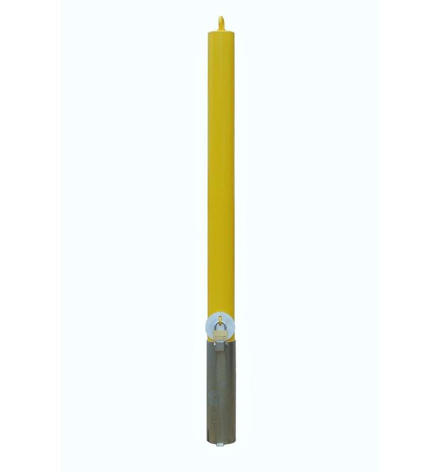 Mint Cream 76mm Removable Yellow Security Post - Chain Eyelet & No Parking Logo