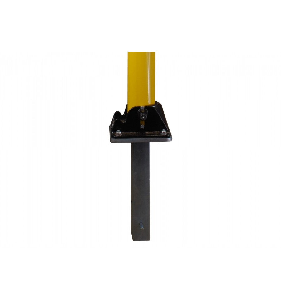 Goldenrod Yellow Fold Down Parking Post With Ground Spigot, Integral Lock & Top Mounted Eyelet