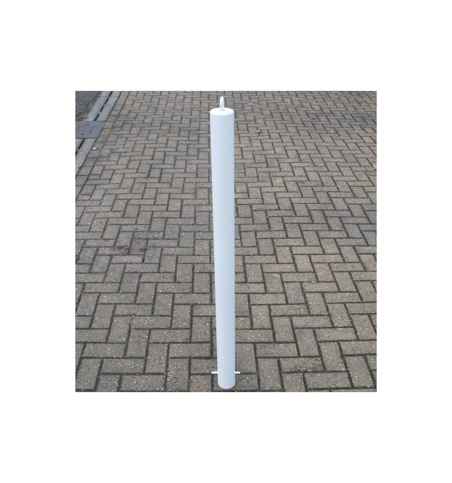 Slate Gray 76mm White Spigot Based Steel Fixed Bollard With Top Mounted Eyelet