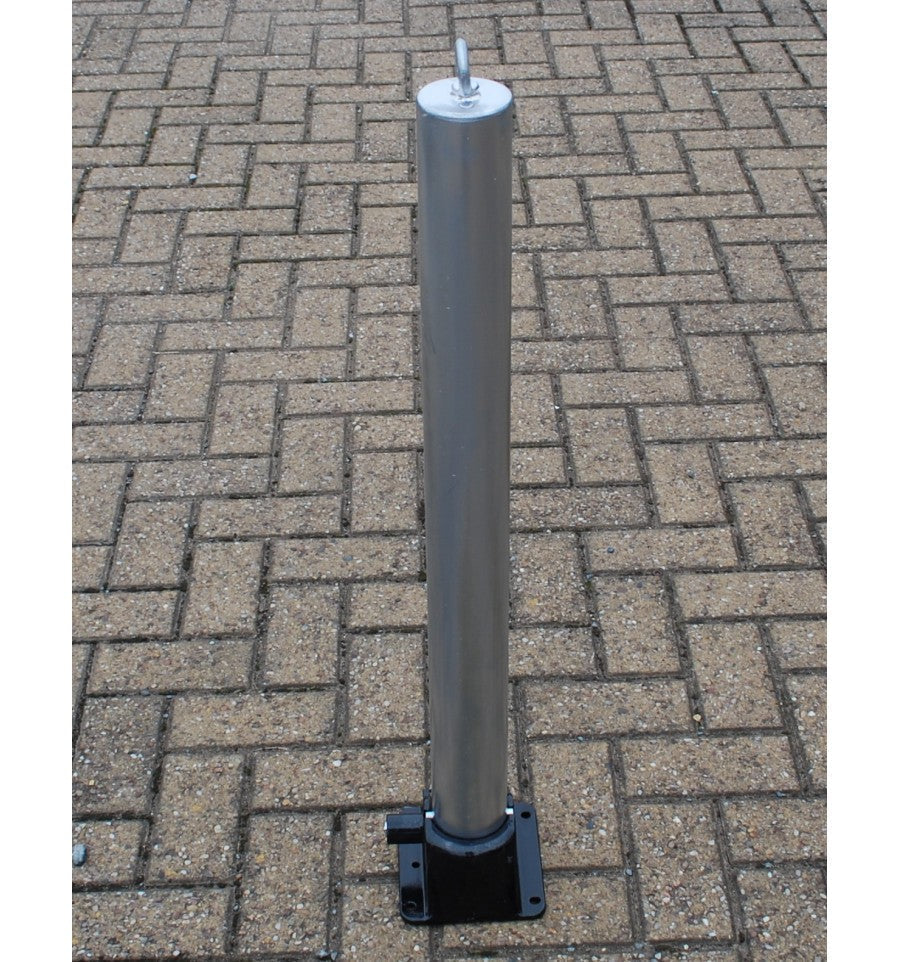Slate Gray Galvanised Fold Down Parking Post With Integral Lock & Eyelet