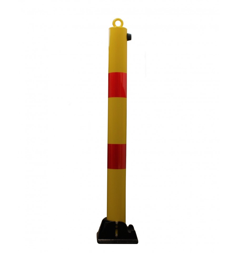 Saddle Brown 900mm High Fold Down Parking Post - Yellow & Red