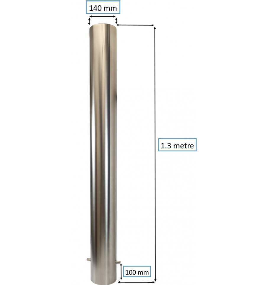 Light Slate Gray Large Stainless Steel Spigot Designed Bollard - 1.3m x 140mm