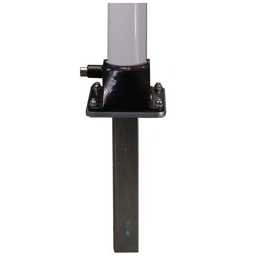 Gray White & Red Fold Down Parking Post With Ground Spigot, Integral Lock & Eyelet