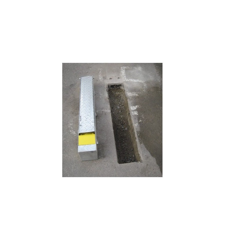 Dim Gray Fold Away (coffin) Yellow Parking Post With Reflective Red Band