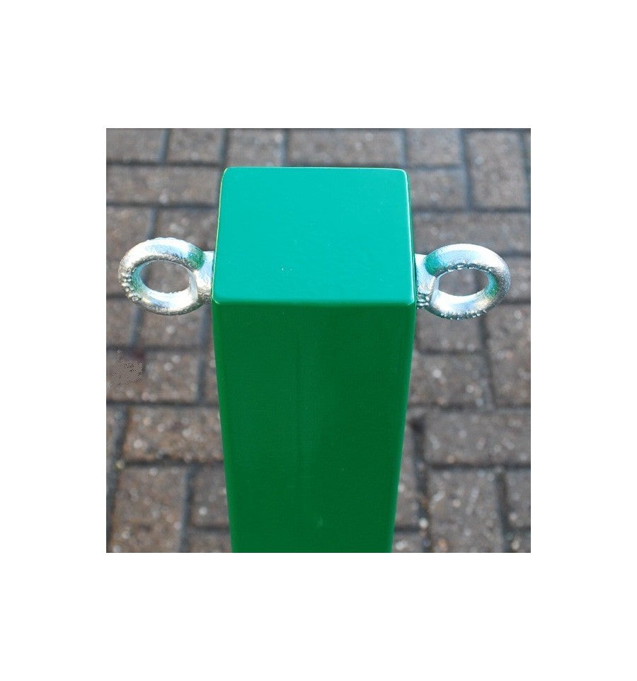 Dim Gray Heavy Duty Green Removable Security Bollard With Twin Chain Eyelets