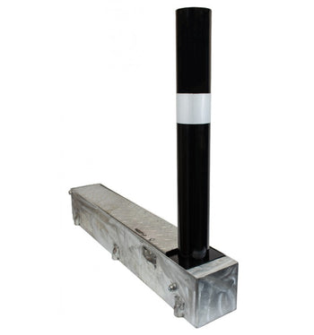 Fold Away (coffin) Black Bollard Post With Reflective White Band