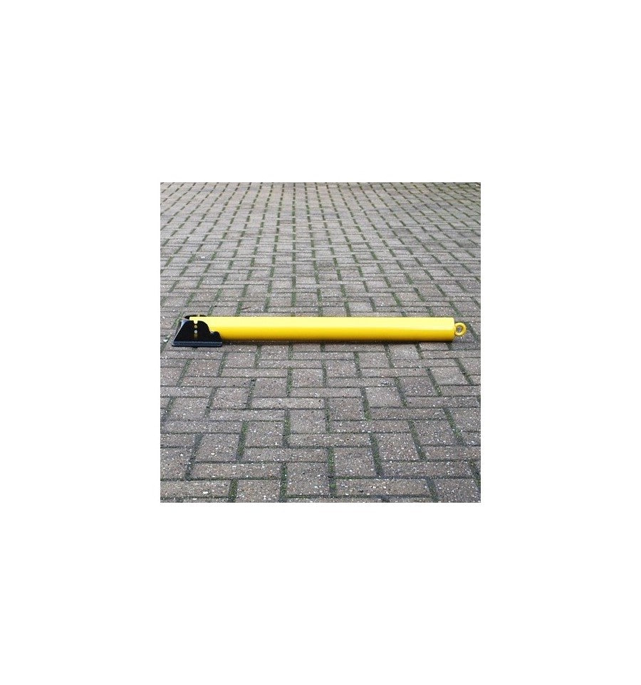 Light Slate Gray Yellow Fold Down Parking Post With Integral Lock & Top Mounted Eyelet