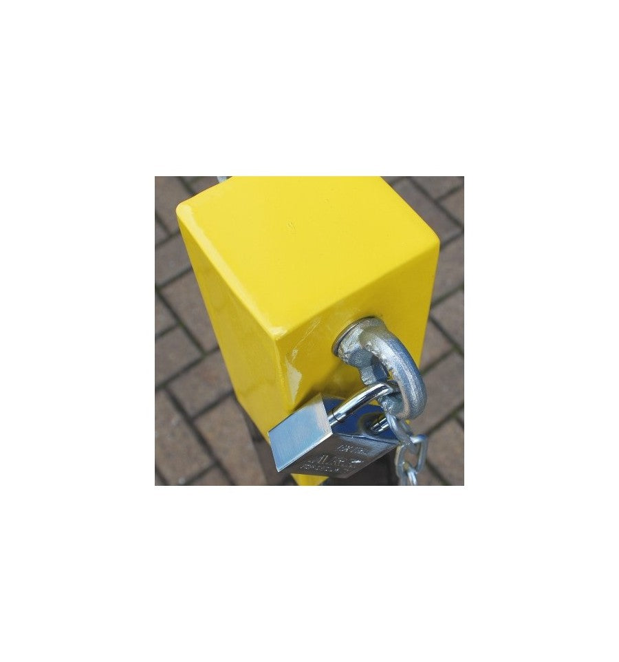 Dark Khaki Removable Security Bollard With Top Mounted Chain Eyelets