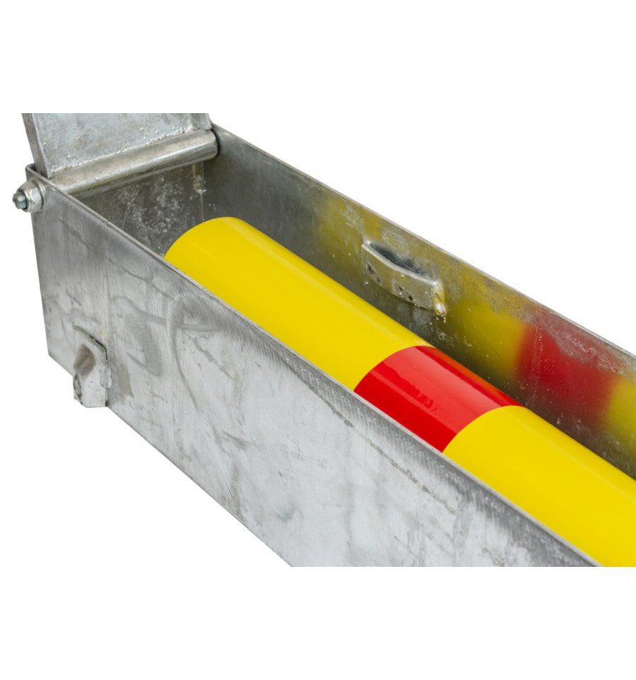 Gray Fold Away (coffin) Yellow Parking Post With Reflective Red Band