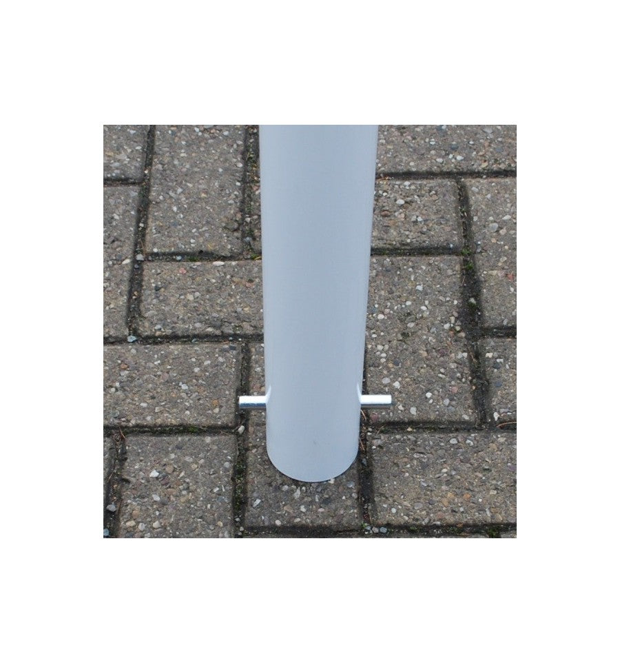 Dim Gray 76mm White & Yellow Spigot Based Steel Bollard & Eyelet