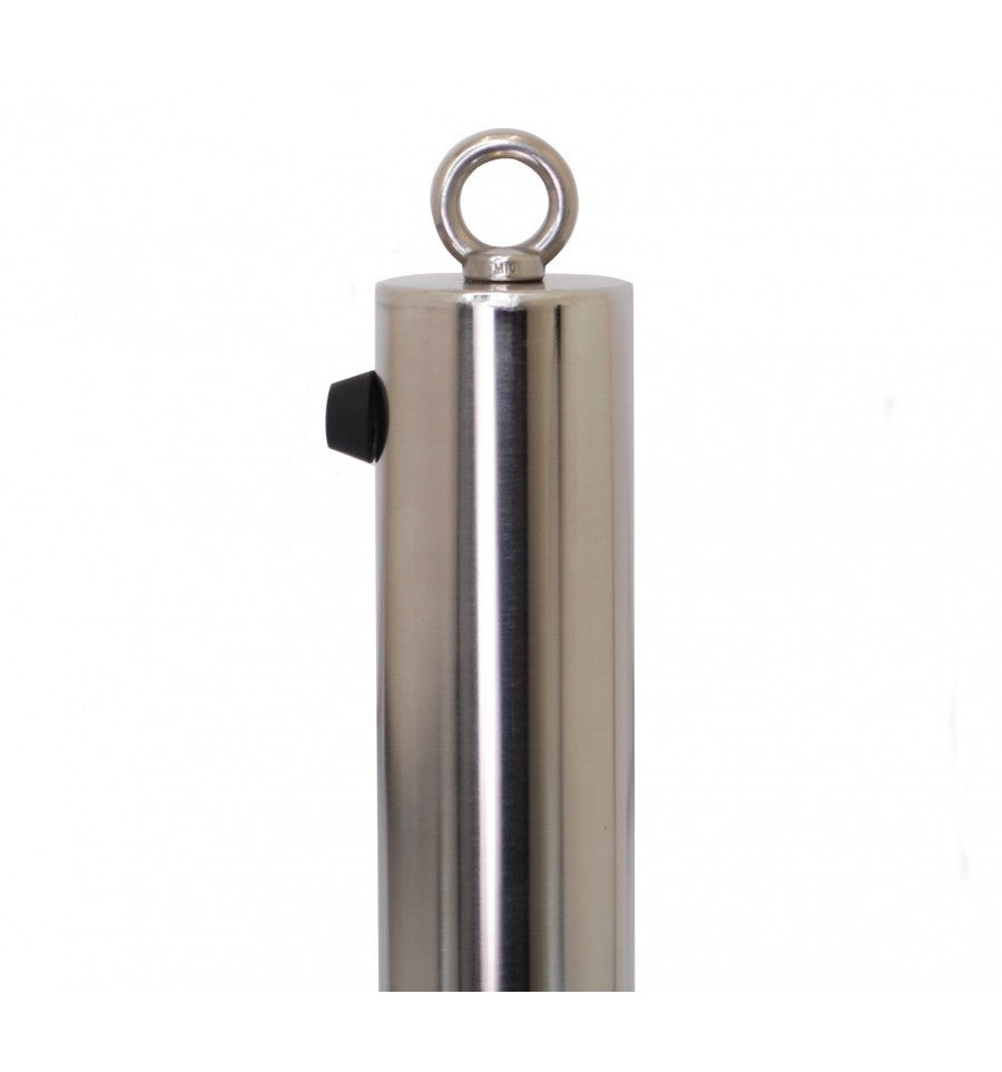 Slate Gray Stainless Steel Fold Down Parking Post With Ground Spigot & Top Eyelet