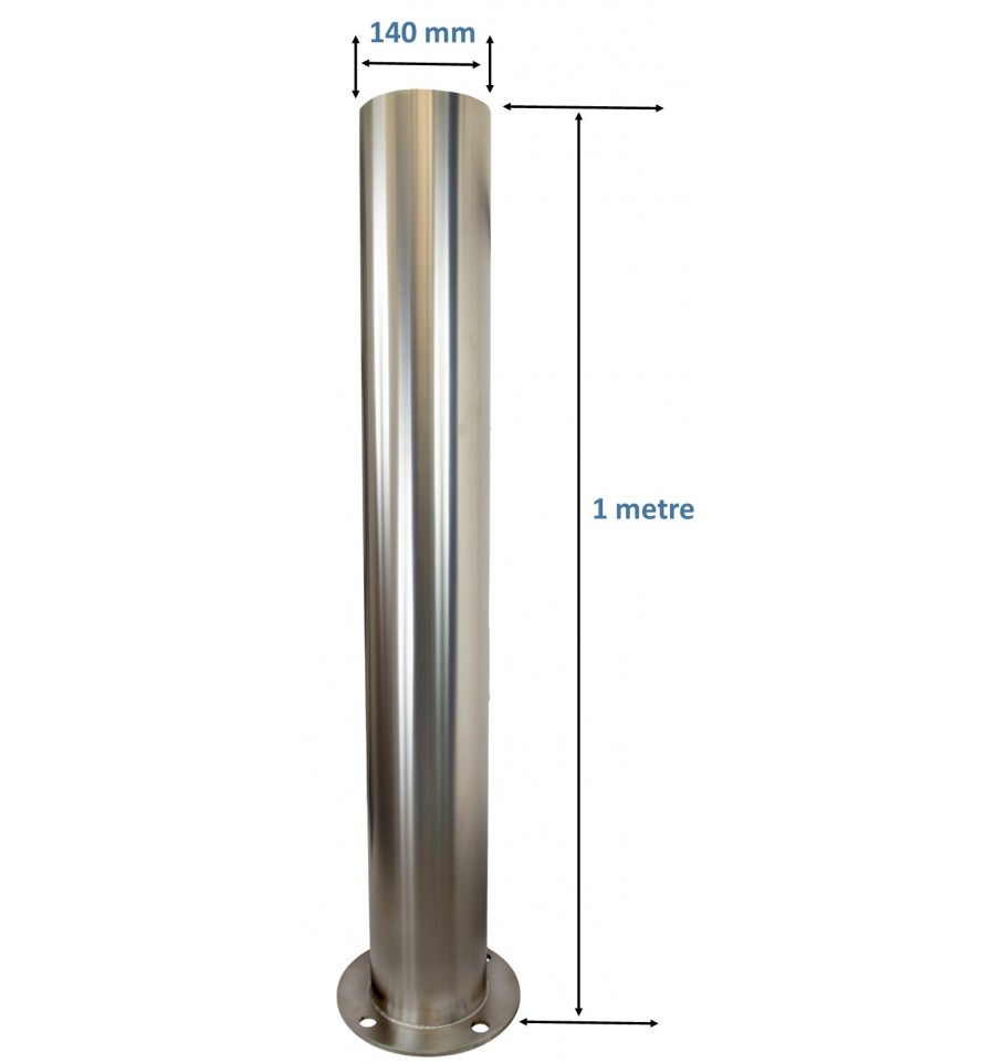 Slate Gray Large Stainless Steel Bolt Down Bollard -1 Metre x 140mm