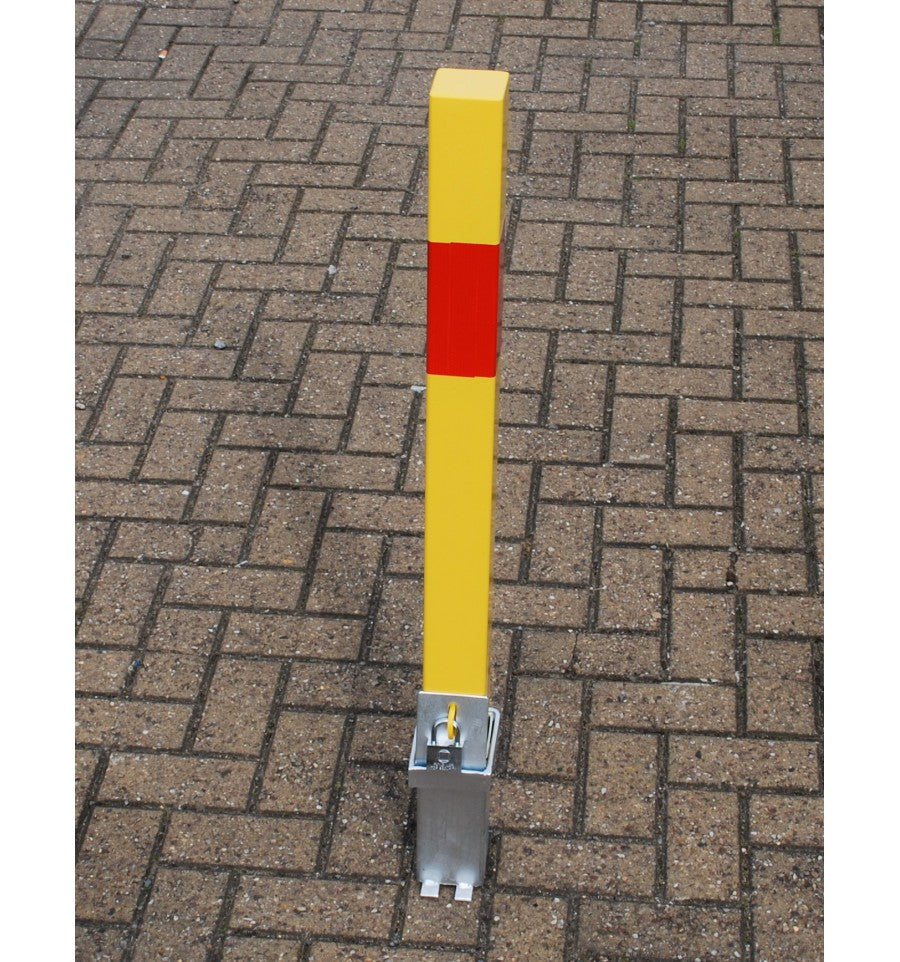 Dim Gray Yellow Removable Security Post With Reflective Band & Pad