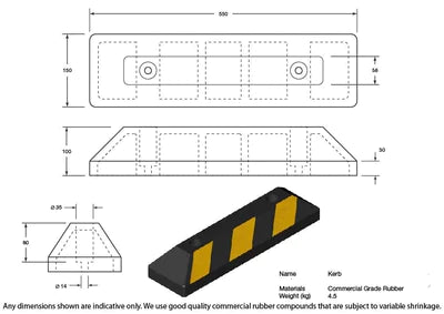 550mm Rubber Wheel Block Home Parking Stop