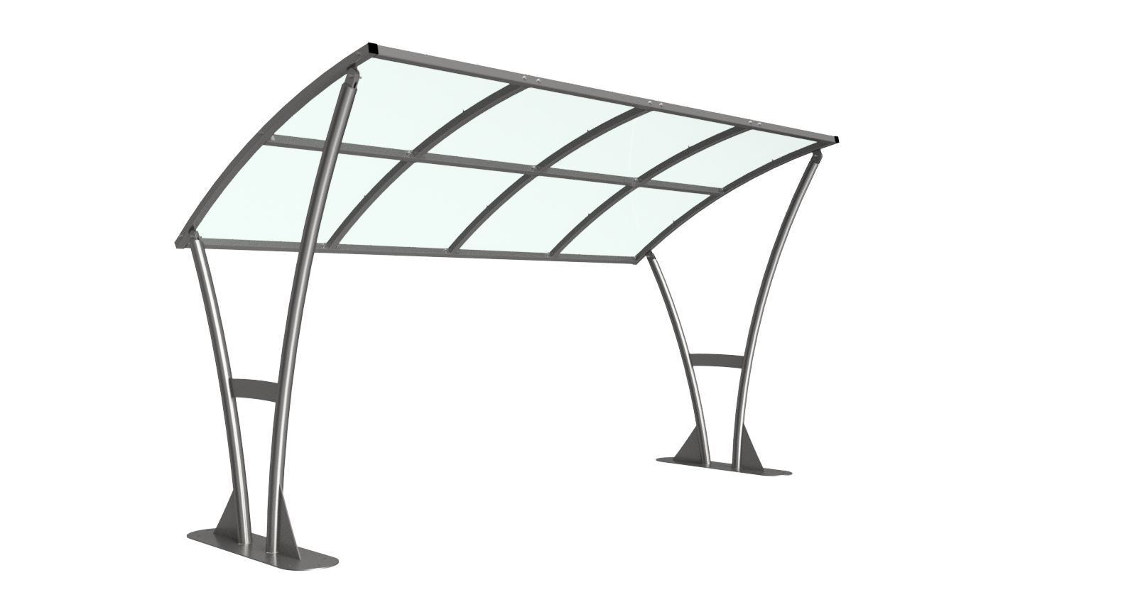 Newton Cycle Shelter With PETG Roof - Galvanised Steel Frame Open Sided