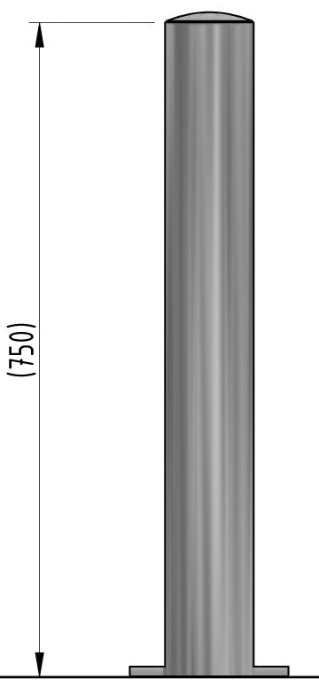 Light Slate Gray Galvanised Steel Fixed Bollard 750mm Above Ground
