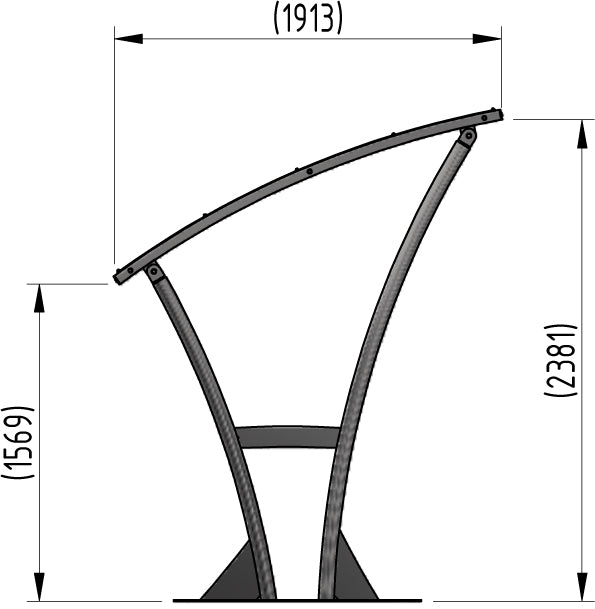 Newton Cycle Shelter – Heavy-Duty Galvanised Steel Frame with Clear PETG Curved Roof (Modular Open-Sided Design, 2m–5m + Extension Bays)